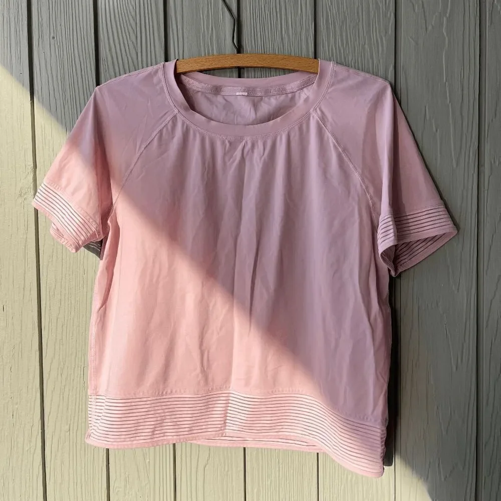 Lululemon Stripe In Stride Short Sleeve Tee - Petals Pink